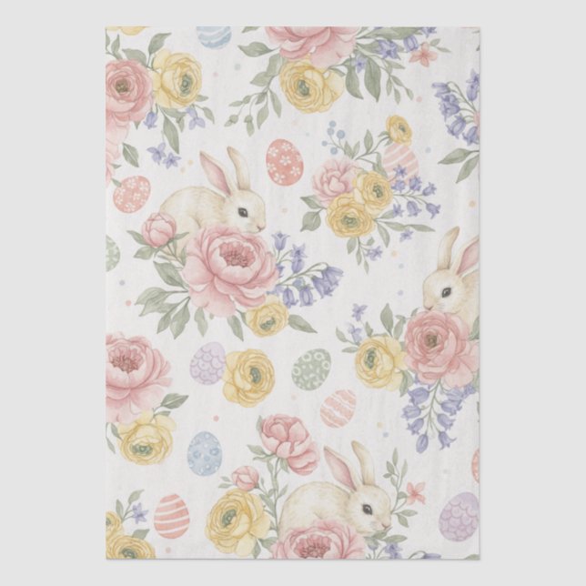 Whimsical Easter Bunny Watercolor Tissue Paper (Front)