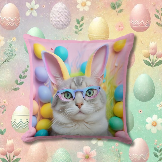 Whimsical Easter Cat with Bunny Ears Cushion (Creator Uploaded)