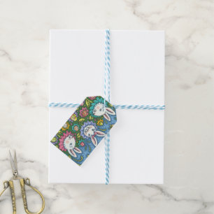 WHIMSICAL EASTER EGG GARDEN, BUNNY RABBIT FLOWERS GIFT TAGS