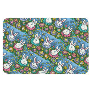 WHIMSICAL EASTER EGG GARDEN, BUNNY RABBIT FLOWERS MAGNET