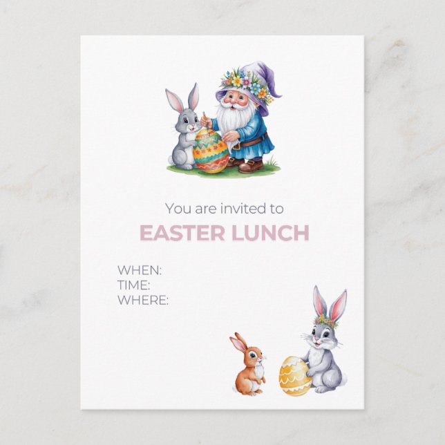 Whimsical Easter Egg Hunt: Watercolor Bunny Postcard (Front)