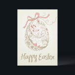 Whimsical Easter Egg | Vintage Flat Easter Card<br><div class="desc">Send Easter greetings to family and friends with this customisable Happy Easter card. Personalise by adding your details.</div>