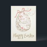 Whimsical Easter Egg | Vintage Flat Easter Card<br><div class="desc">Send Easter greetings to family and friends with this customisable Happy Easter card. Personalise by adding your details.</div>