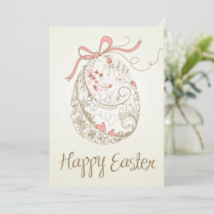 Whimsical Easter Egg   Vintage Flat Easter Card