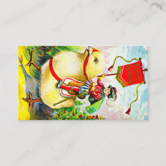 Whimsical Easter Greetings: Rider on Giant Chick Enclosure Card