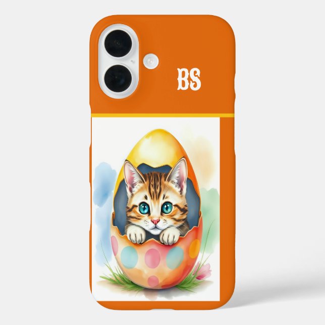 whimsical Easter Kitten in Floral Eggshell  Case-Mate iPhone Case (Back)
