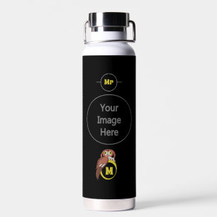 Whimsical Eastern Screech Owl Monogram Water Bottle