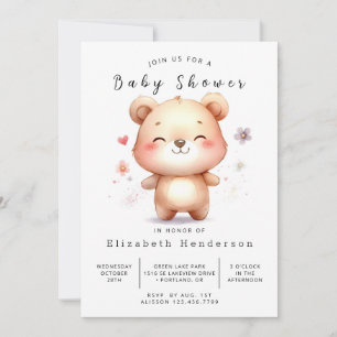 Whimsical Editable Bear Baby Shower Invitation
