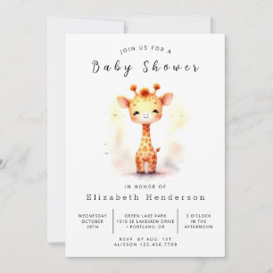Whimsical Editable Giraffe Baby Shower Invitation