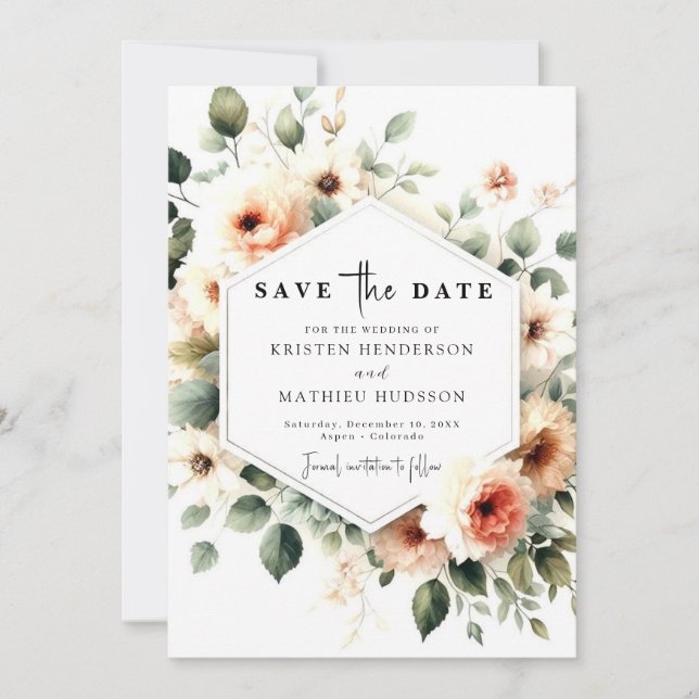 Whimsical Elegance Pink Floral Wedding Save The Date (Front)