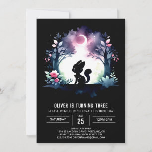 Whimsical Elegant Cat Birthday Invitation