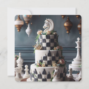 WHIMSICAL & ELEGANT CHESS THEMED BIRTHDAY CAKE CARD