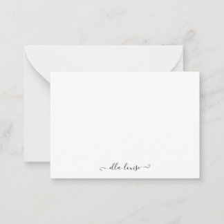 Whimsical Elegant Feminine Black Script Name Card