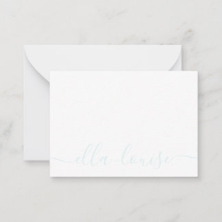 Whimsical Elegant Feminine Blue Script Name Card