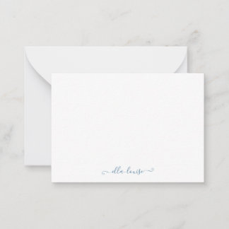 Whimsical Elegant Feminine Blue Script Name Card