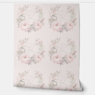 Whimsical Elegant Floral Monogram Crest  Wallpaper