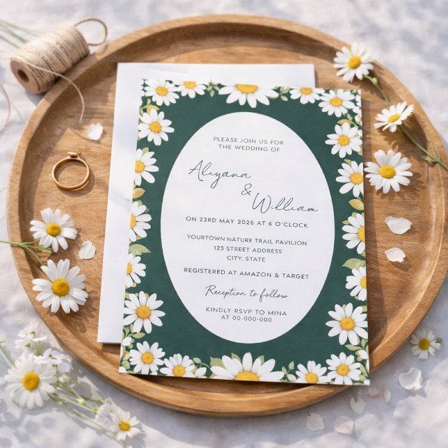 Whimsical Elegant Green Floral Border Wedding  Invitation (Creator Uploaded)
