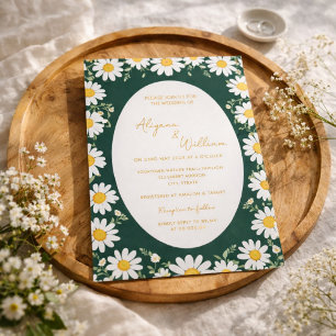Whimsical Elegant Green Yellow Floral Wedding Invitation