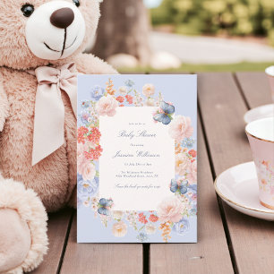 Whimsical elegant pastel Floral Baby Shower Invitation