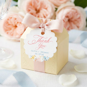 Whimsical Elegant Pastel Flowers Wedding Thank You Favour Tags