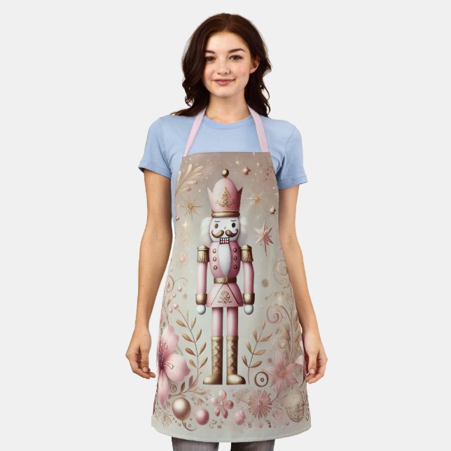 Whimsical Elegant Pink and Gold Pastel Nutcracker  Apron (Worn)