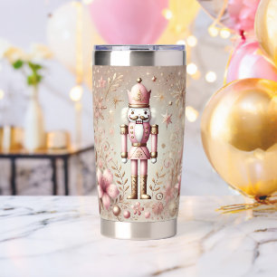 Whimsical Elegant Pink and Gold Pastel Nutcracker Insulated Tumbler