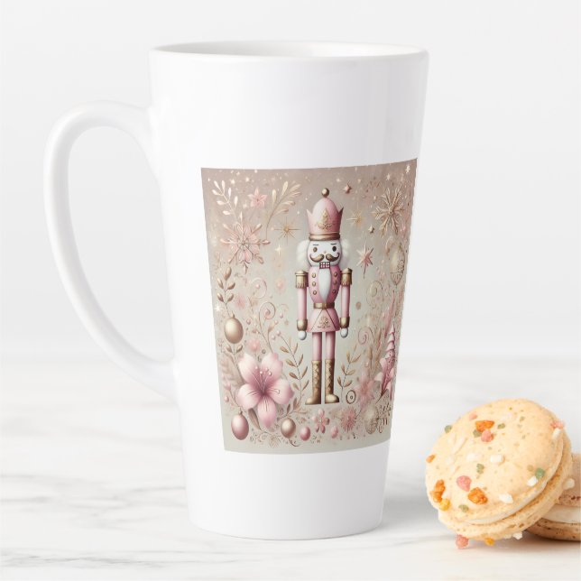 Whimsical Elegant Pink and Gold Pastel Nutcracker  Latte Mug (In Situ)