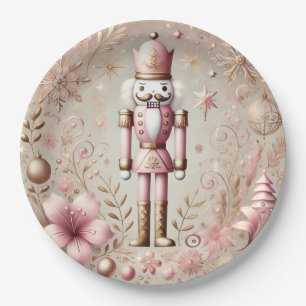 Whimsical Elegant Pink and Gold Pastel Nutcracker  Paper Plate
