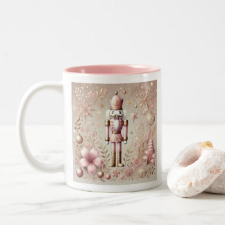 Whimsical Elegant Pink and Gold Pastel Nutcracker Two-Tone Coffee Mug