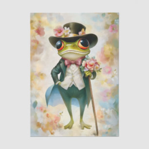 Whimsical Elegant Victorian Frog ES6R Decoupage Tissue Paper