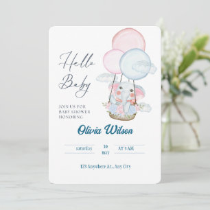 Whimsical Elephant Baby Shower Card –Unisex Design