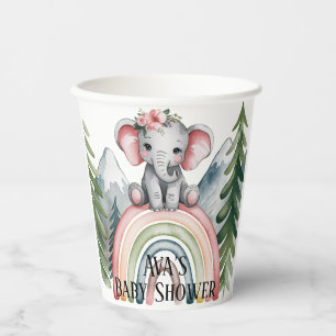 Whimsical Elephant Rainbow Baby Shower Paper Cups