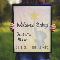 Whimsical Elephant Sip & See Baby Shower Poster