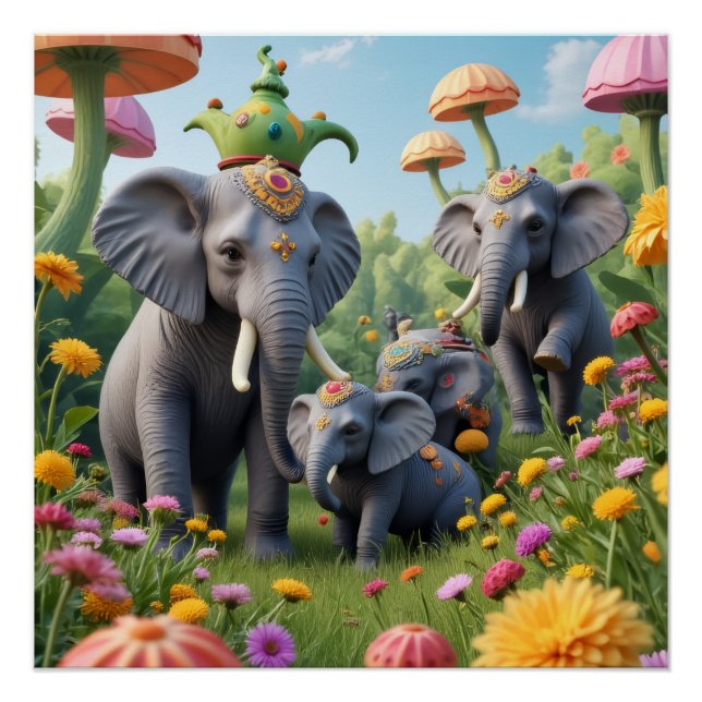 Whimsical Elephants Poster (Front)