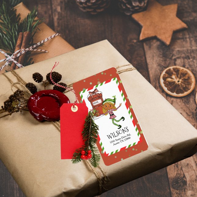 Whimsical Elf Girl Christmas Personalized Address Label (Whimsical Elf Girl Christmas Personalized Address Label)