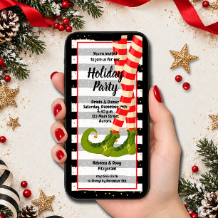 Whimsical Elf Legs Christmas Invitation