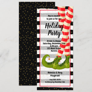 Whimsical Elf Legs Holiday Christmas Invitations