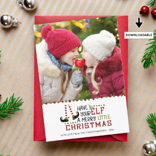 Whimsical Elf Merry Little Christmas Photo Holiday Card