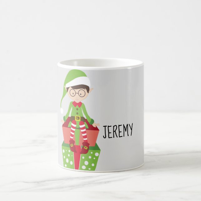 Whimsical Elf Personalised Christmas Coffee Mug (Center)