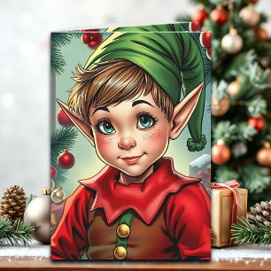 Whimsical Elf   Personalized Christmas Card