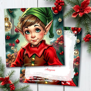 Whimsical Elf   Personalized Christmas Holiday Card