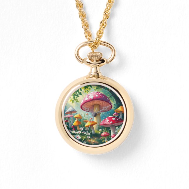 Whimsical Enchanted Forest Mushrooms eWatch Watch (Front)