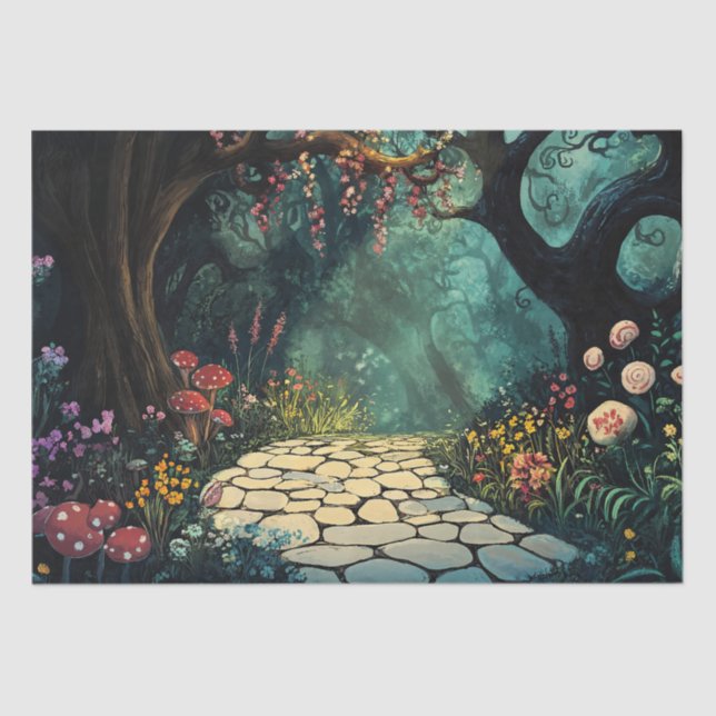 Whimsical Enchanted Forest Pathway Tissue Paper (Front)