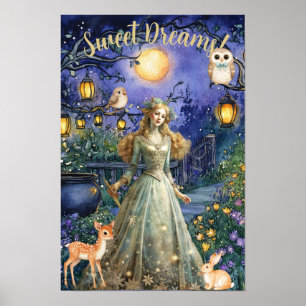Whimsical Enchanted Forest Woodland Animals Poster