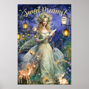 Whimsical Enchanted Forest Woodland Animals Poster