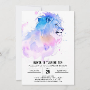 Whimsical Enchanted Lion Birthday Invitation