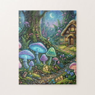 Whimsical Enchanted Mushroom Forest Cottagecore  Jigsaw Puzzle