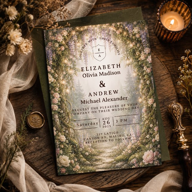 Whimsical Enchanted Woodland Wedding Invitation (Creator Uploaded)