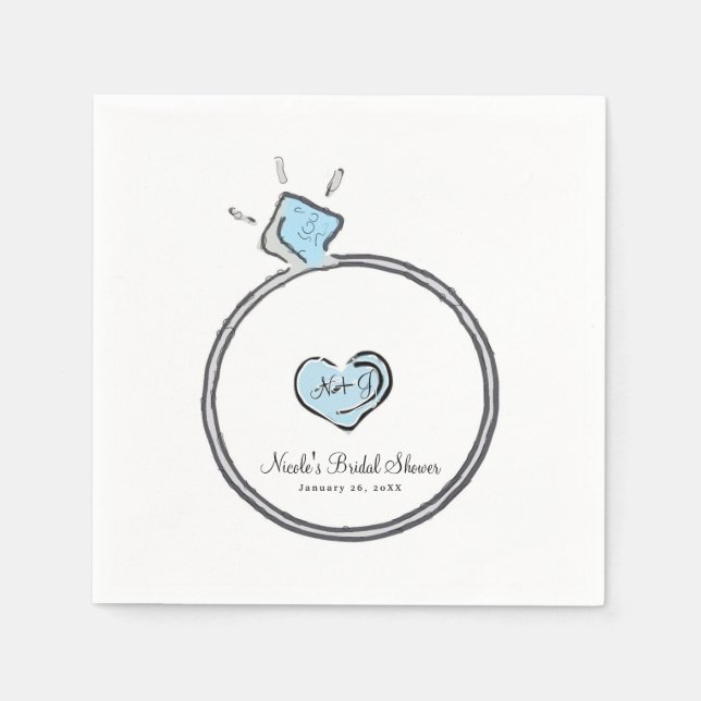 Whimsical Engagement Wedding Ring Bridal Shower Napkin (Front)