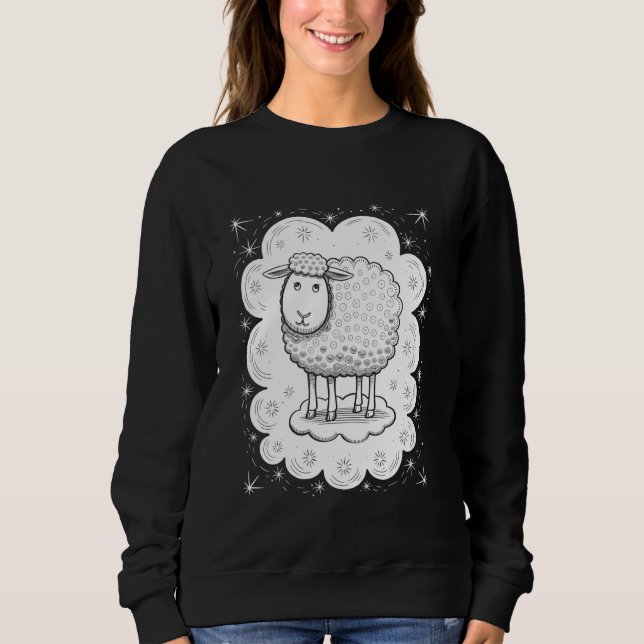 Whimsical Escapism Dreamy Sheep Stars Magic Sweatshirt (Front)